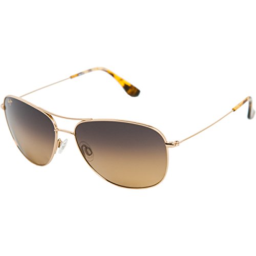 Maui Jim Men's and Women's Cliff House Polarized Aviator Sunglasses, Gold/HCL® Bronze, Medium