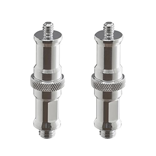 Alluneitter 2 Pieces Standard 1/4 to 3/8 inch Metal Male Convertor Threaded Screw Adapter Spigot Stud for Studio Light Stand, Hot Shoe/Cold Shoe Adapter, Ball Head, Wireless Flash Receiver, Trigger