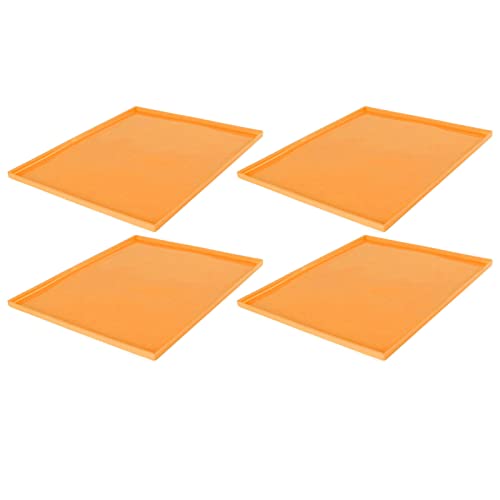 Plateaux de Déshydrateur en Silicone, Lot de 4, Orange, Sans BPA, avec Bords Surélevés pour Cuir de Fruits et Biscuits