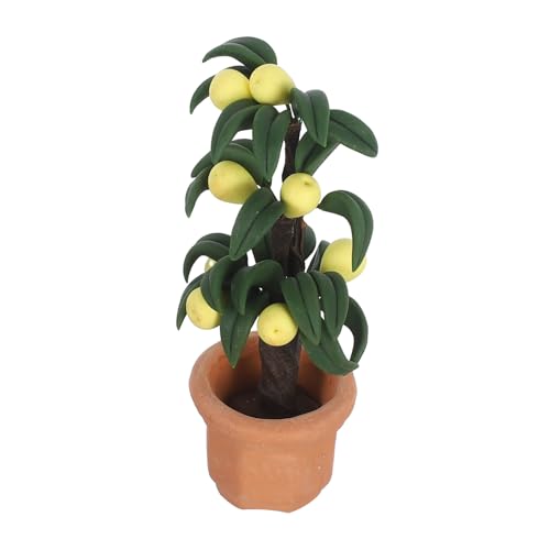 Toyvian Miniature Pear Tree Model and Dollhouse Accessories for Fairy Garden, 1:12 Scale Potted Toy Tree for Diy Decoration and Miniature Furniture Scene