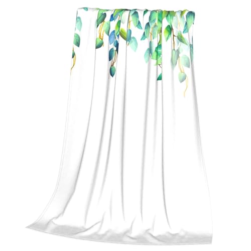 Couverture polaire légère verte tropicale pour lit et canapé