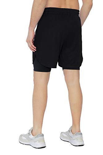 image for Yidarton Men's Sports Shorts 2-in-1 Running Gym Workout Quick Drying B