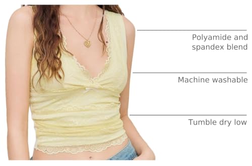 Image of CIDER Lace Crop Tank Tops for Women Going Out V Neck Sleeveless Ruched Tops Trendy Y2K Summer Outfits