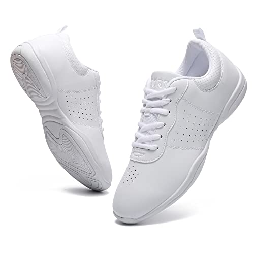 LANDHIKER Cheer Shoes Girls White Dance Shoes Youth Cheerleading Fashion Sports Shoes Training Athletic Comfortable Shoes Flats Girl by LANDHIKER - Image 4