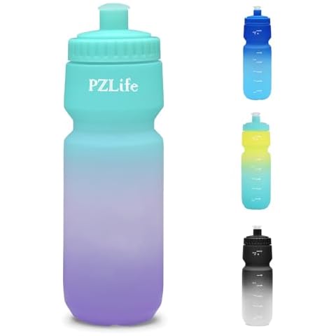 PZLife Bike Squeeze Water Bottle, BPA Free Cycling Water Bottle,Leakproof, with Capacity Scale w/Pull Top Lid, Reusable Mountain Bike Water Bottle, for Bicycle, Gym,Running,School 24oz Cover