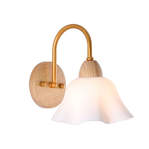 Lámpara de Pared de Troncos escandinavos, lámpara de Noche de Dormitorio Japonesa, Pantalla de Vidrio Blanco Compatible con lámpara de Pared, Pantalla de Flores, Accesorio de ilumi