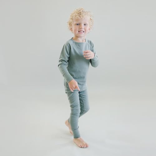 Woolino Merino Wool Base Layer for Kids - Super Soft Kids Long Sleeve Thermal Top and Leggings - All Natural Base Layer Shirt and Bottoms - Sage3