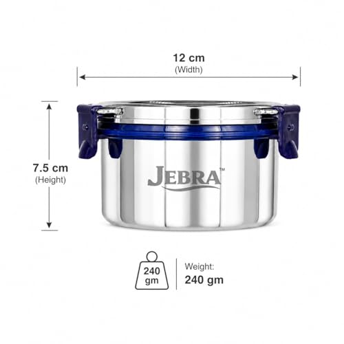 Image of Stainless Steel Lunch Box with Airtight Leakproof Lid,Easy to Clean Tiffin Box for Office,School & Kids,Navy Blue,Set of 1 (600ML) Tall