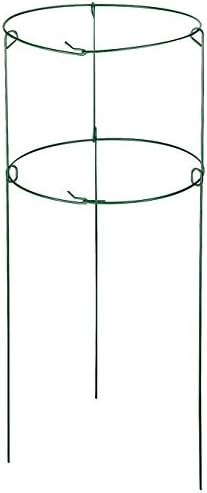 BestNest Gardman Double Plant Support Rings, 16 Inch Diameter, Pack of 10 Steel Garden Cages with Dual Rings and 36 Inch Legs, Green Coated Flower and Shrub Supports