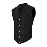 Zando Mens Victorian Black Suit Vest Steampunk Gothic Waistcoat Formal Sleeveless Adjustable Strap Men Vest...