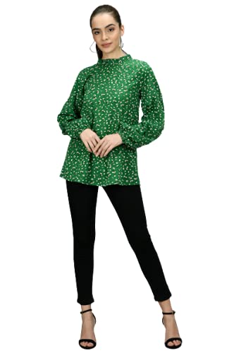 sola: fashion elegance Women's Polyester Floral Printed Full Sleeve Regular Top (Green)-picture-29