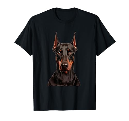 Photo détaillée gros plan d'un beau chien doberman noir T-Shirt