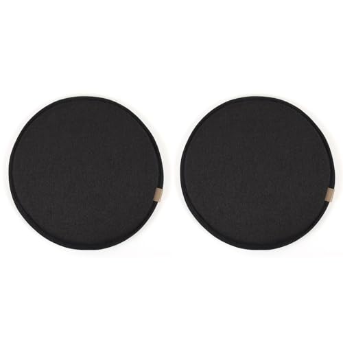Greenjin 13 Inch Round Chair Cushions with Ties Set of 2 Anti Slip Bistro Chair Seat Cushions Circle Chair Pad for Kitchen Dining Chairs Bar Hight Stool Black