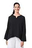 Women's Tunic Top with Roll-Up Sleeves - UPF 50+ Sun Protection - Santa Barbara in Black
