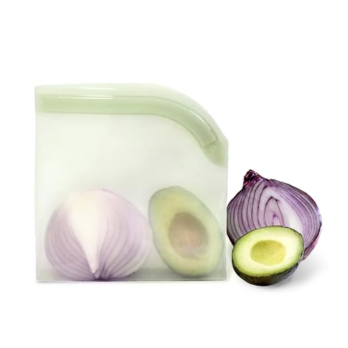 Lotus Reusable Silicone Food Storage Bags – BPA-Free, Microwave & Dishwasher Safe, Leak-Proof Zip Lock Silicone Bags for Freezer, Multi Purpose Food Storage Bag with Flat Base Design for Meal Prep