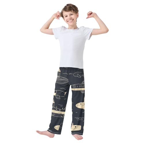 ZZXXB Submarines Boys Long Pants Soft Trousers Elastic Waist Kids Lounge Bottoms with Pockets S-XL3