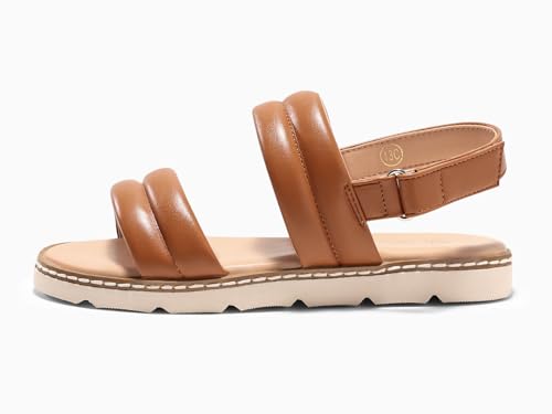 Image of Coutgo Girls Sandals Comfort Open Toe Flat Sandal Summer Dress Shoes with Adjustable Back Strap