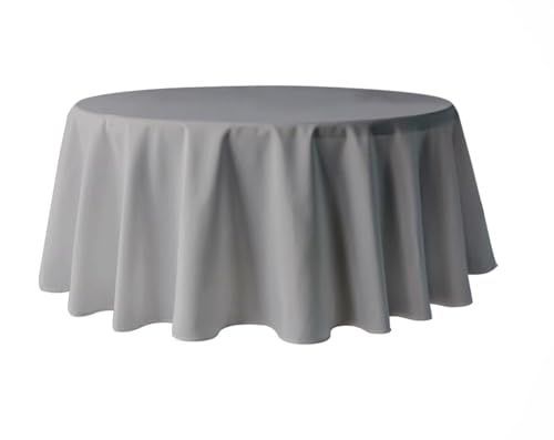 Pomp Charcoal Grey 120" Inch Round Premium Polyester Tablecloth | Wrinkle + Stain Resistant Easy Care Fabric | Fits Round or Circle Table