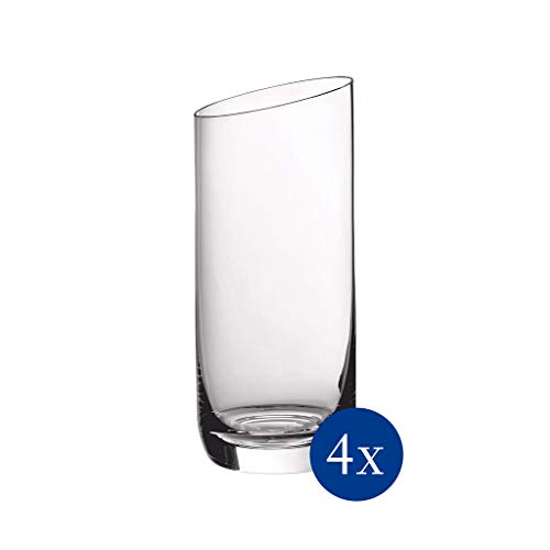 Villeroy & Boch New Moon Set, 4 Pieces, Elegant, Modern Sloping Long Drink, Crystal Glass, Transparent, Dishwasher Safe #TOP4