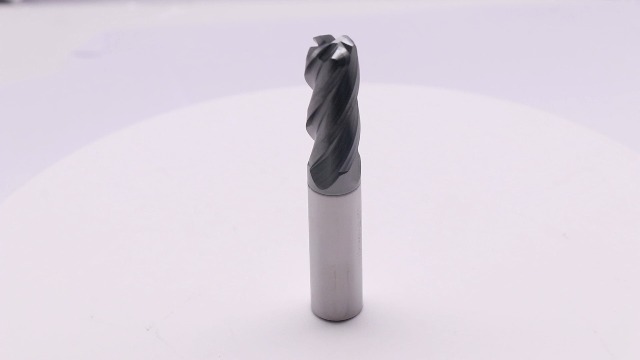 Image of 1 /2 inch 4 Flute Solid Carbide End Mill - .125 inch Corner Radius, AlTiN Coated | 35 Helix, 1 /2 inch Cutting Dia, 1 /2 inch Shank Dia, 1-1 /4 inch LOC, 3 inch OAL for Milling Alloy Steel, Cast Iron, Copper