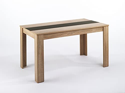 byLIVING Esszimmertisch NORI/Sonoma Eiche-Optik hell-braun/Einlegeplatte wendbar in schwarz oder weiß/großer Küchentisch/Esstisch 160 cm breit/Tisch 18 mm Tischplatte / 160 x 90, H 75 cm