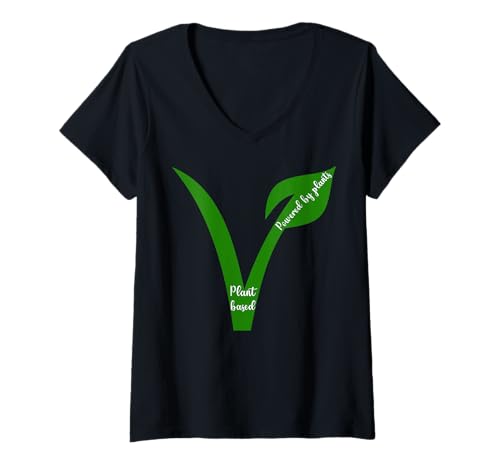 Mujer Día Mundial del Vegano a base de plantas El mejor vegano jamás impulsado por Plant Camiseta Cuello V