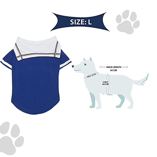 Image of Lulala Dog Shirt with Sea Lover Dog Shirt - Cotton Shirt for Dogs Summer Tshirt with Polo Collar Navy Captain Costume for Dogs,Dog Pullover Breathable Puppy Tank Top for Spring Summer(L,Blue-White)