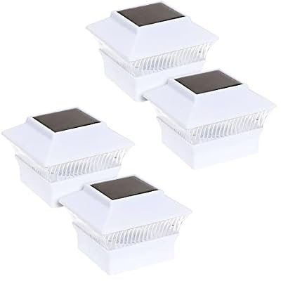 GreenLighting 4 Pack Standard #1 Fence Post Cap Solar Powered Outdoor LED Lights for 4x4 PVC/Vinyl Posts (White)