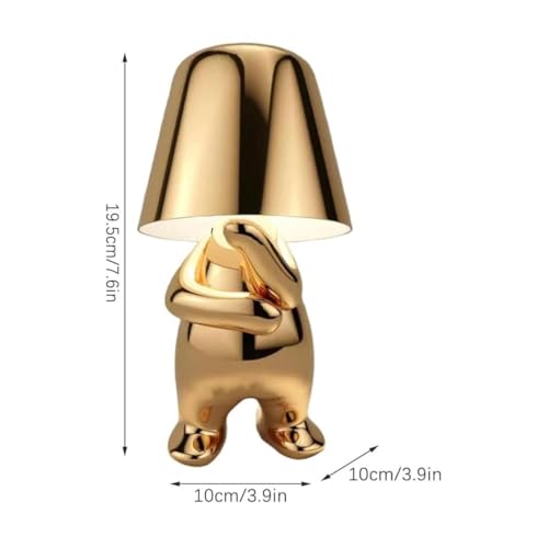 Image of Statue Electroplated LED Table Lamp, Gold Metallic Finish, Touch Control, USB Rechargeable, 3 Colour LED, Dimmer Option, Home, Living Room, Study & Office Desks (Thinking)