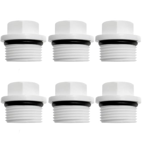 3/4 Inch PVC Pipe Plug Male Thread NPT Fitting, 6 Pack Water Hose End Cap Stopper, Plastic Plumbing Pipe Connector for Garden and Drainage Systems (White)