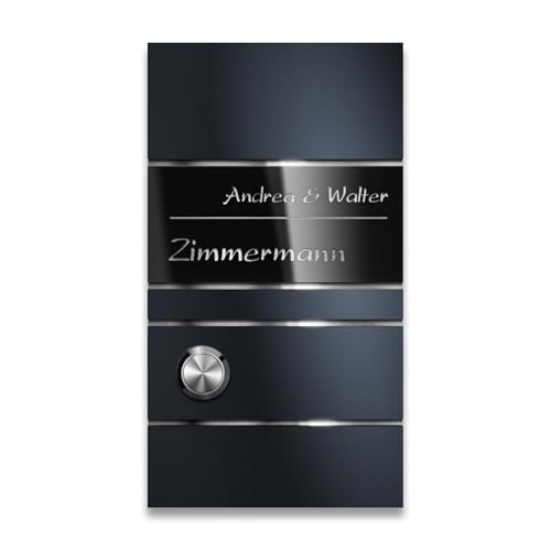 Funkklingel Edelstahl Metzler mit Gravur und LED-Taster