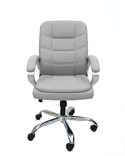 Image of activa Executive Revolving Office Chair | Ergonomic Computer Desk Chair with Cushioned Seat| Heavy Duty Steel, Adjustable Height & 360 Swivel Wheel| Study /Home /Offcie Visitor Chair (Star, Light Grey)