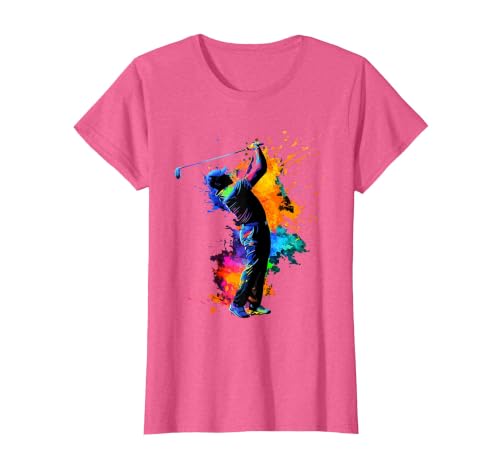 Colorful Golfer Golf Golfing T-Shirt, Women, Pink Heather, XX-Large