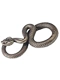 Junfamilee Bronze Snake Figurine Decor High Simulation Fantasy Brass Vintage Style Snake Statue for Office Snake Sculpture for Desktop, Bronze,Men's Pendants,Men