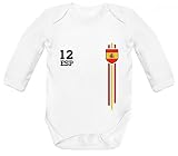 ShirtStreet Espana Spain World Cup Fussball WM Fanfest Gruppen Strampler Bio Baby Body Bodysuit langarm Jungen Mädchen Streifen Trikot Spanien, Größe: 3-6 Monate,White