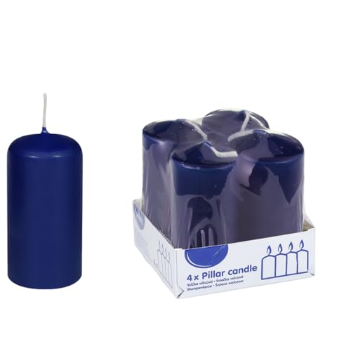 DeinPack 4 Stumpenkerzen dunkelblau HORECA | Ø 4 x 8 cm | Brenndauer:...