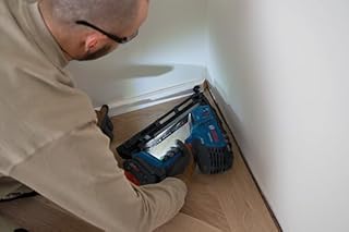 Bosch GNH18V-15MAN 18V Brushless 15 Gauge Angled Finishing Nailer, Precision for Tight Spaces, Holds up to 1200 Nails per Charge, One Hand Activation, Cleaning