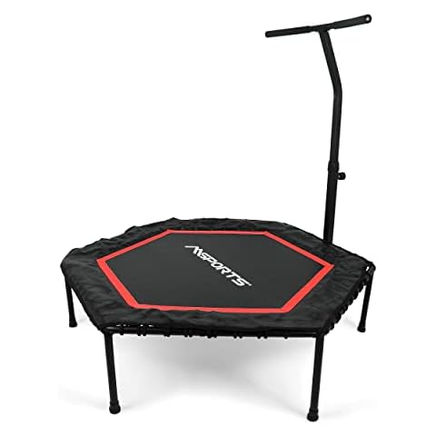 Fitness Trampolin Premium mit Klappfunktion und Haltestange für Indoor und Outdoor Cover