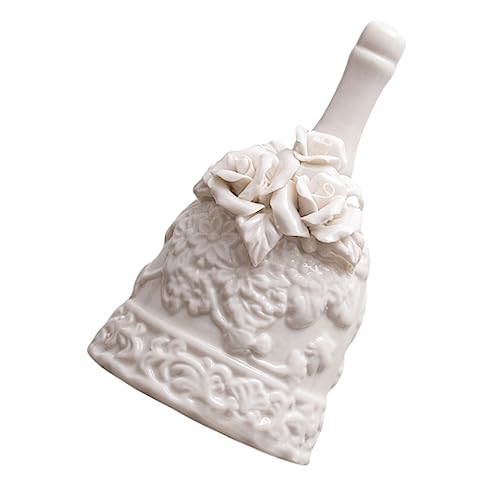Cabilock Material Hand Bell Restaurant Service Bell Desktop Adornment White Porcelain