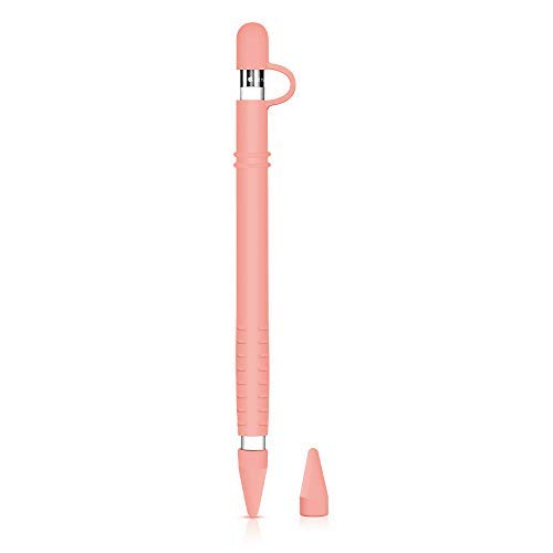Silicone Case for Apple Pencil Holder Sleeve Skin Pocket Cover Accessories for iPad Pro, Soft Grip Pouch with Charging Cap Holder and 2 Protective Nib Covers(Rubber Pink)