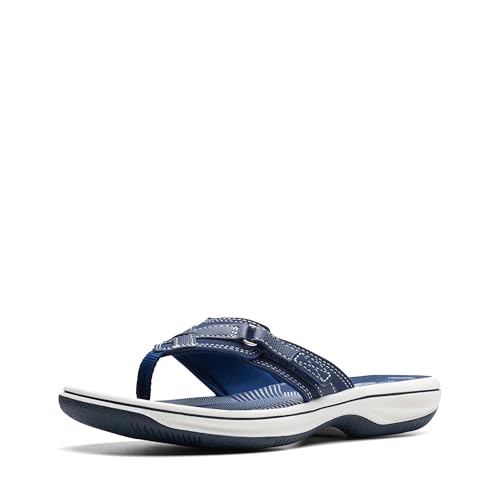 Clarks Women's Breeze Sea Flip Flop, New Navy Synthetic, 6.5 UK