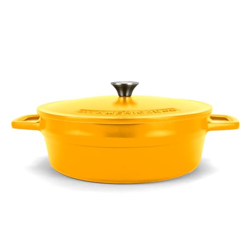 Image of All American 1930 - Dutch Oven - The Saucier Set, Mustard Yellow - 5.5qt Capacity - Perfect for Sauces, Soups & Simmering - Non Stick & PFAS Free - Made in the USA