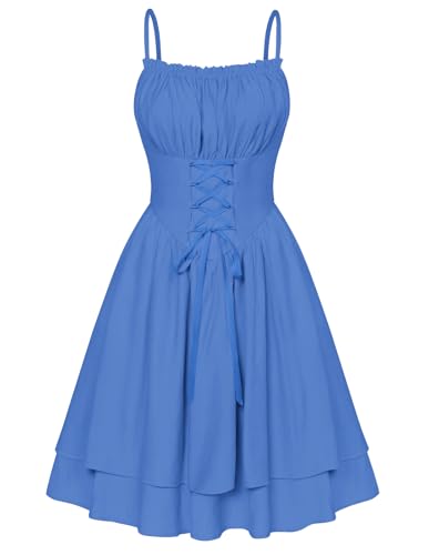 Scarlet Darkness Fairy Corset Sundress Sleeveless Ruched Bust Cami Dress 2025 Summer Sundress Blue M