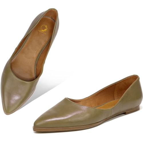 SHODENSE Women Pointed Toe Flats Slip On Ballet Flats Matte Leather Comfort Flat Heel Dress Shoes Closed Pointy Toe Flat Shoes Snakeskin for Ladies Girls Work Casual Club Driver Flats Fall 4-11 M US