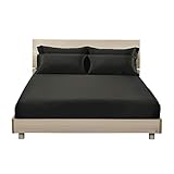 LILYSILK Spannbettlaken Seide mit Rundumgummi - in vielen Farben und Größen - 100% Reine 19 Momme Maulbeerseide Laken Bettlaken Spannbetttuch Bettwäsche - Schwarz 90x200+30cm