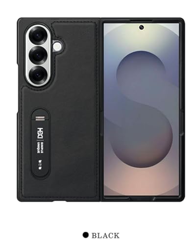 Image of BOUNCEBACK Vegan Leather Back Case Cover for Samsung Galaxy Z Fold 7 5g | Metal Kickstand Back Case Cover for Z Fold7 - (Black)