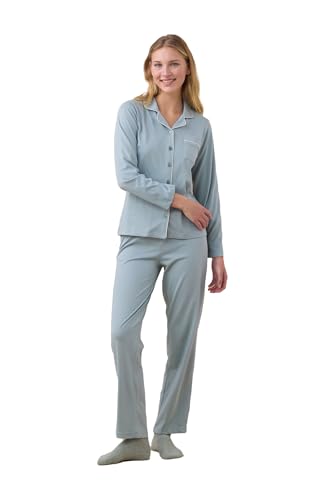 Noidinotte - Pigiama Donna Jersey Invernale Articolo Essential. - 52 Verde