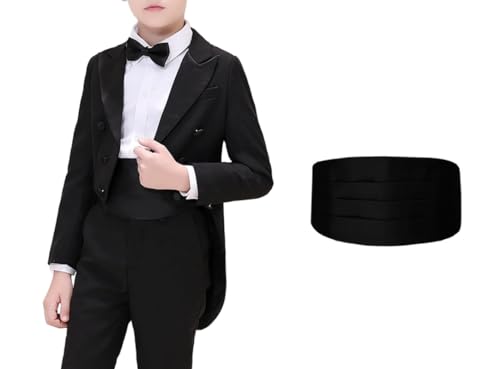 Boy's Solid Black Satin Cumberbund4