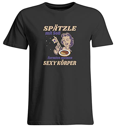 Cadeaux de Souabe originaux : T-shirt Spätzle grande taille XXXL noir pour homme
