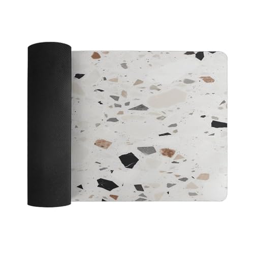 White Terrazzo Desk Pad con base de goma antideslizante 30x60 cm miniatura 3